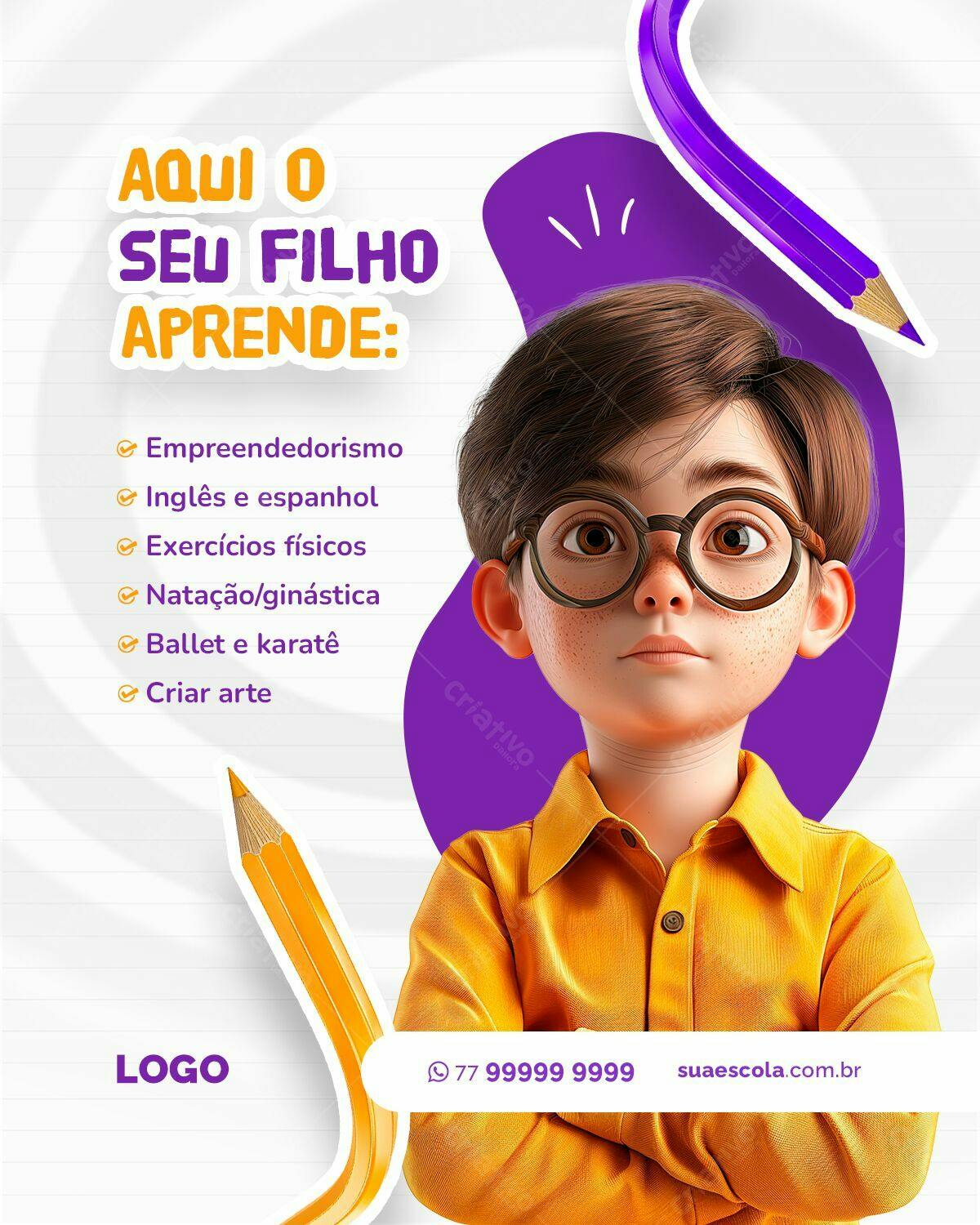 Flyer Matricula Infantil PSD Editável