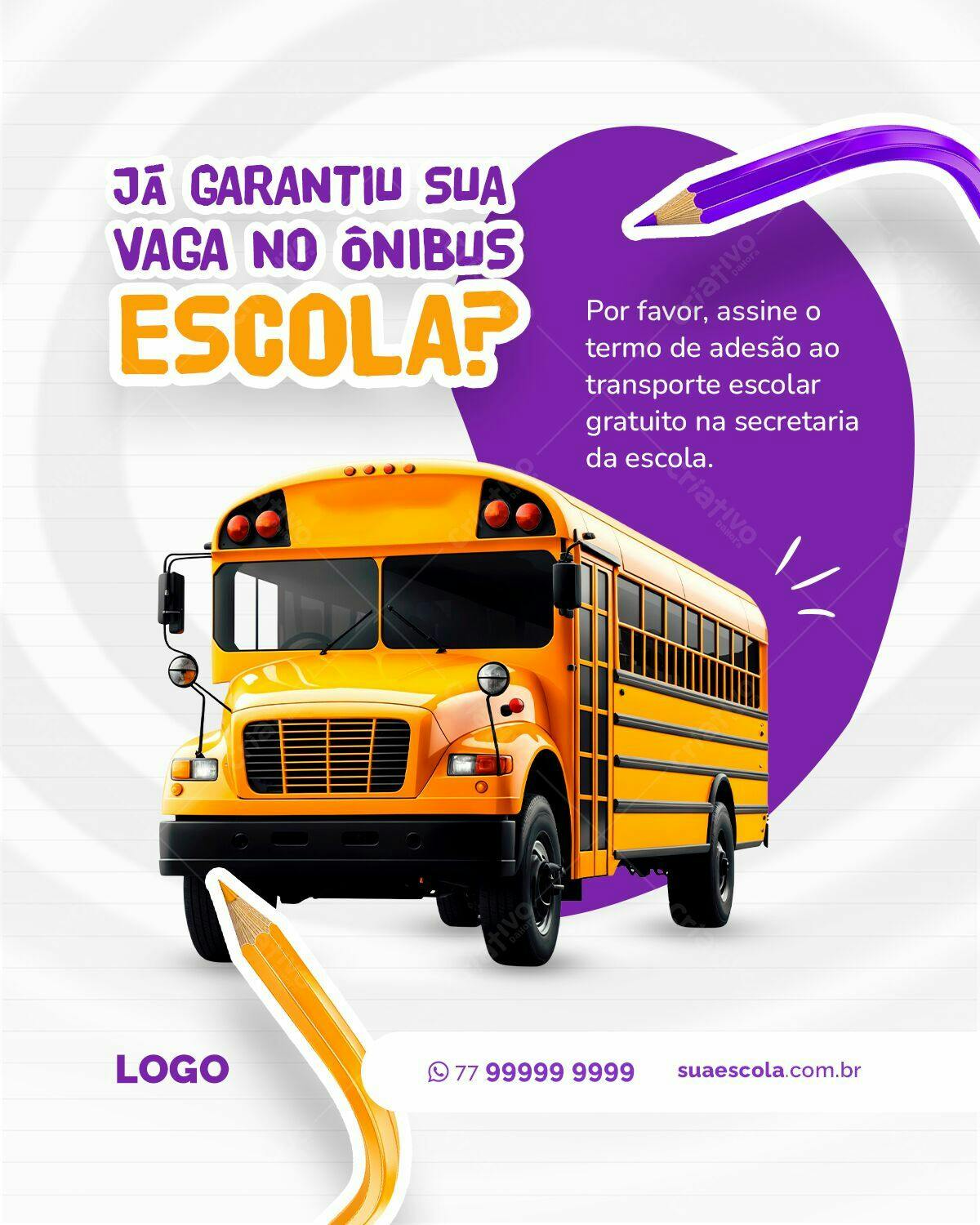 Banner Escola Transporte Escolar PSD Editável