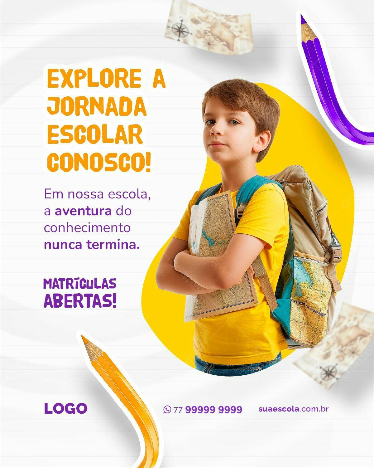 Flyer Matrículas Abertas Escola PSD Editável