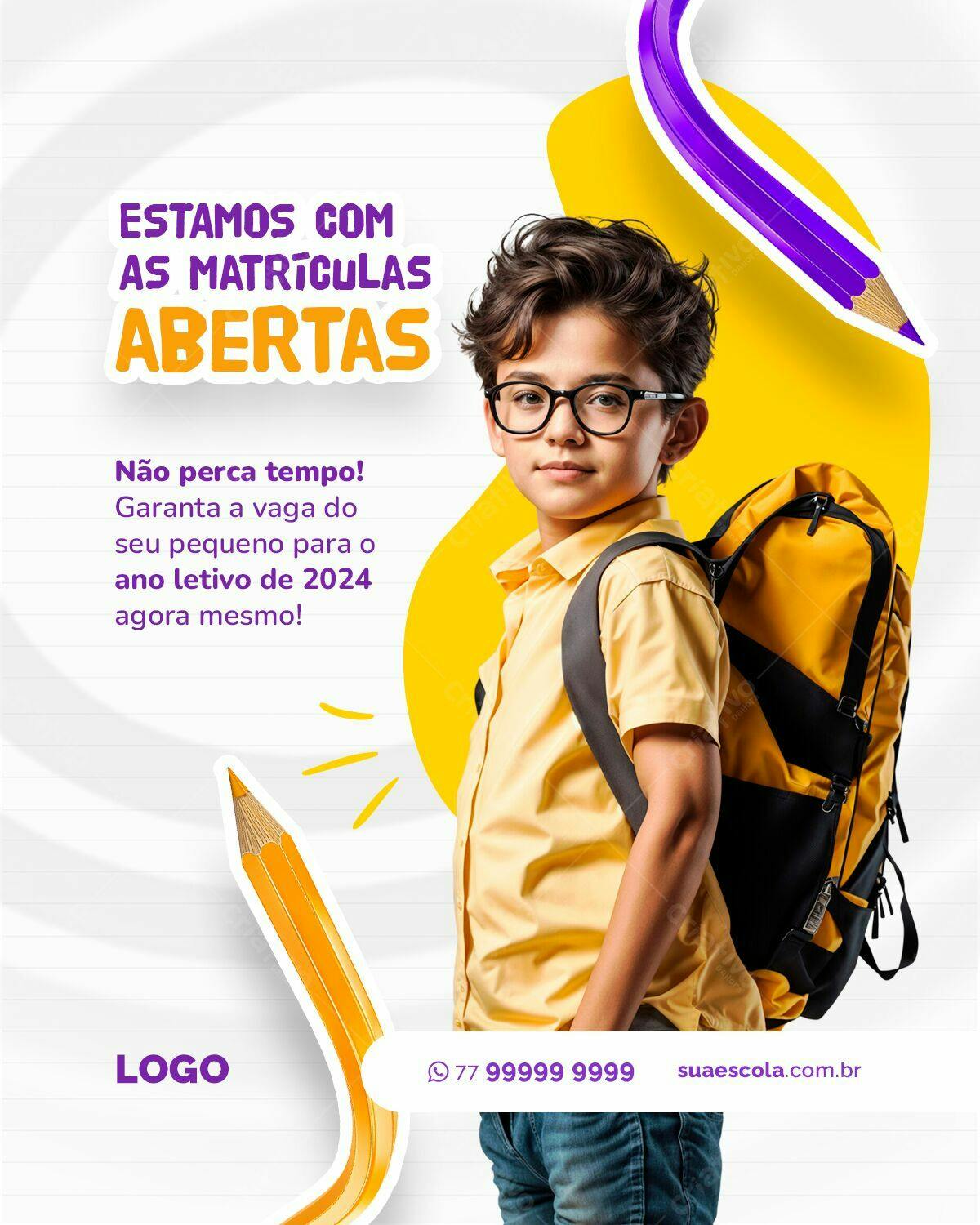 Flyer Matrículas Abertas 2024 PSD Editável