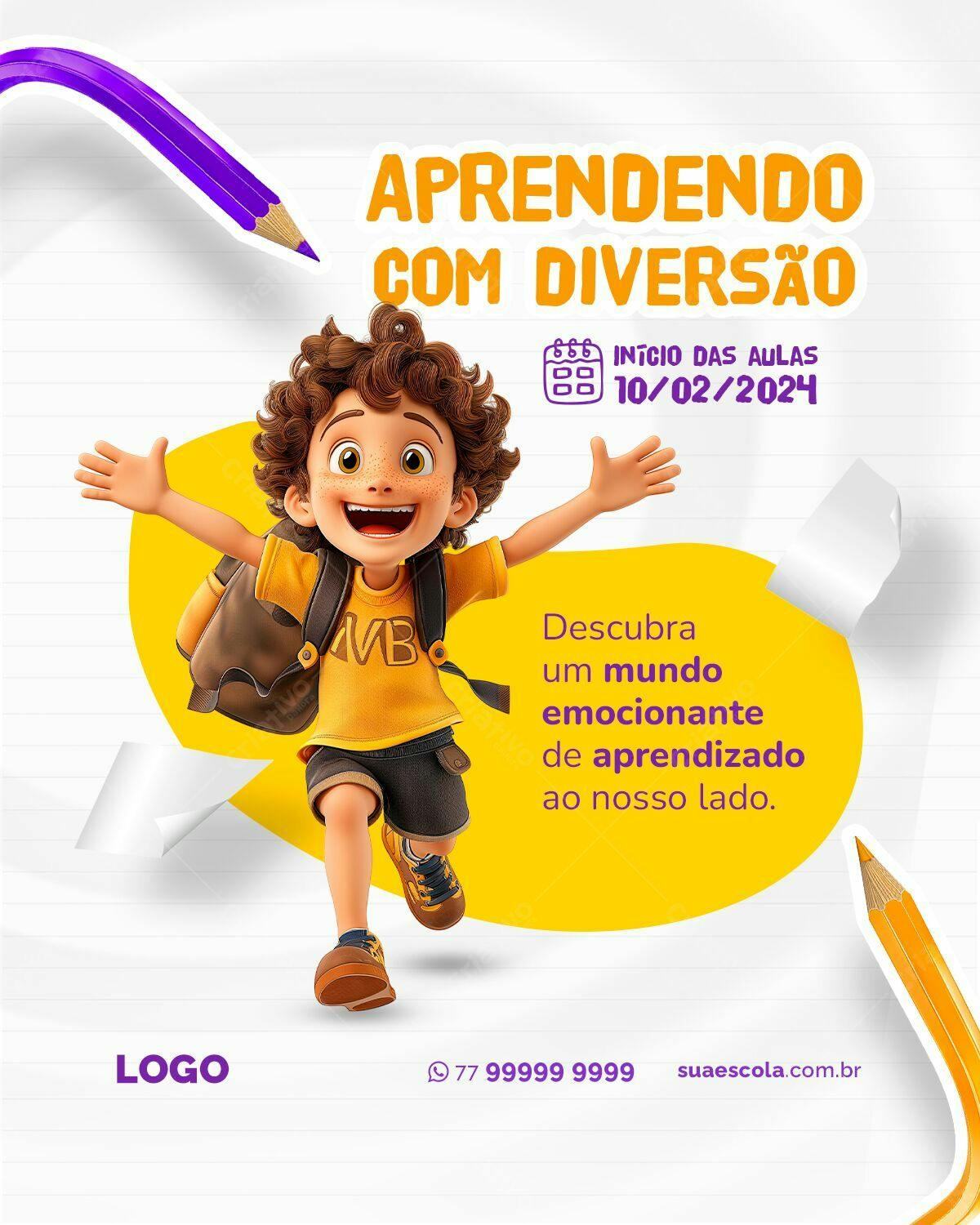 Flyer para Matrícula Escolar PSD Editável