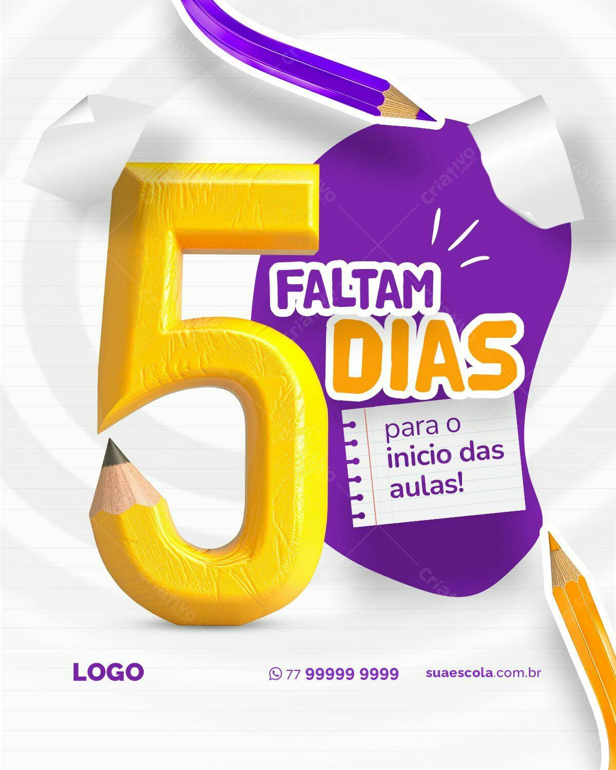 Flyer Volta às Aulas 5 Dias PSD Editável