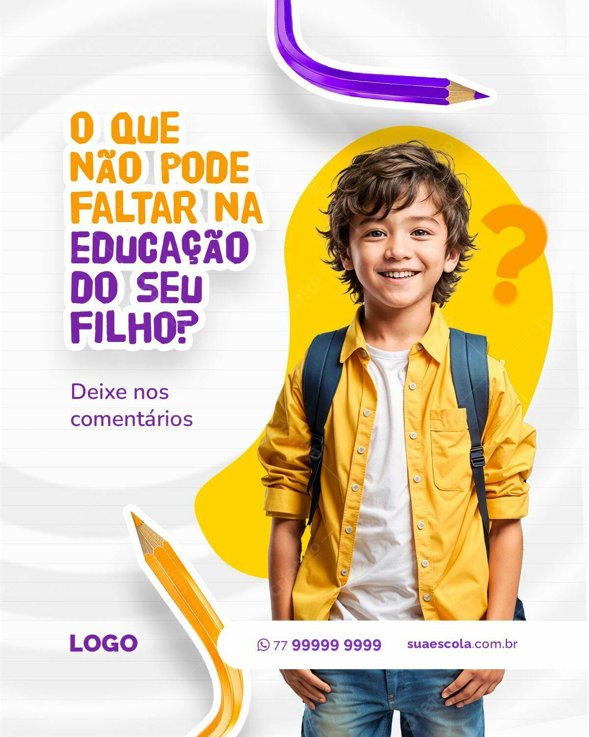 Flyer para Educação Infantil PSD Editável
