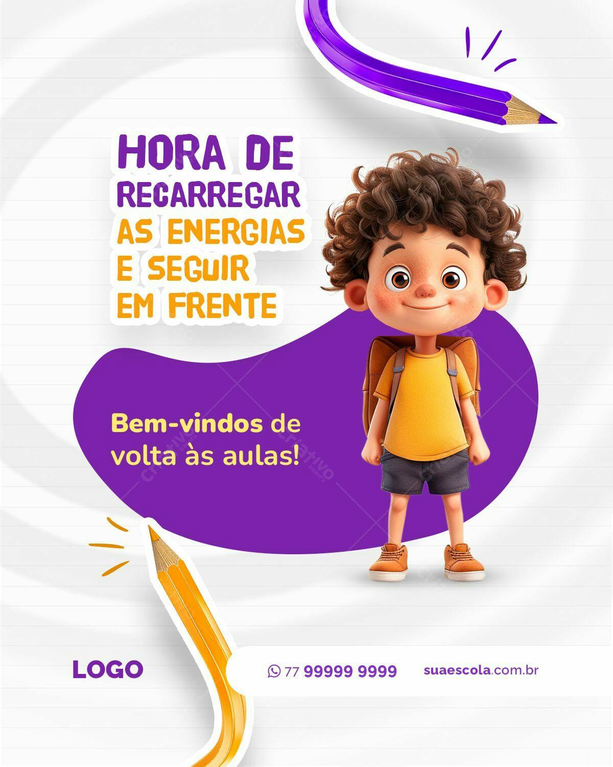 Postagem Volta às Aulas PSD Editável