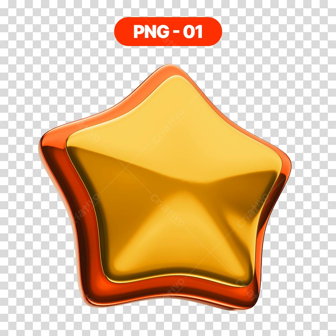 Icone Estrela Dourada e Laranja PNG com fundo transparente