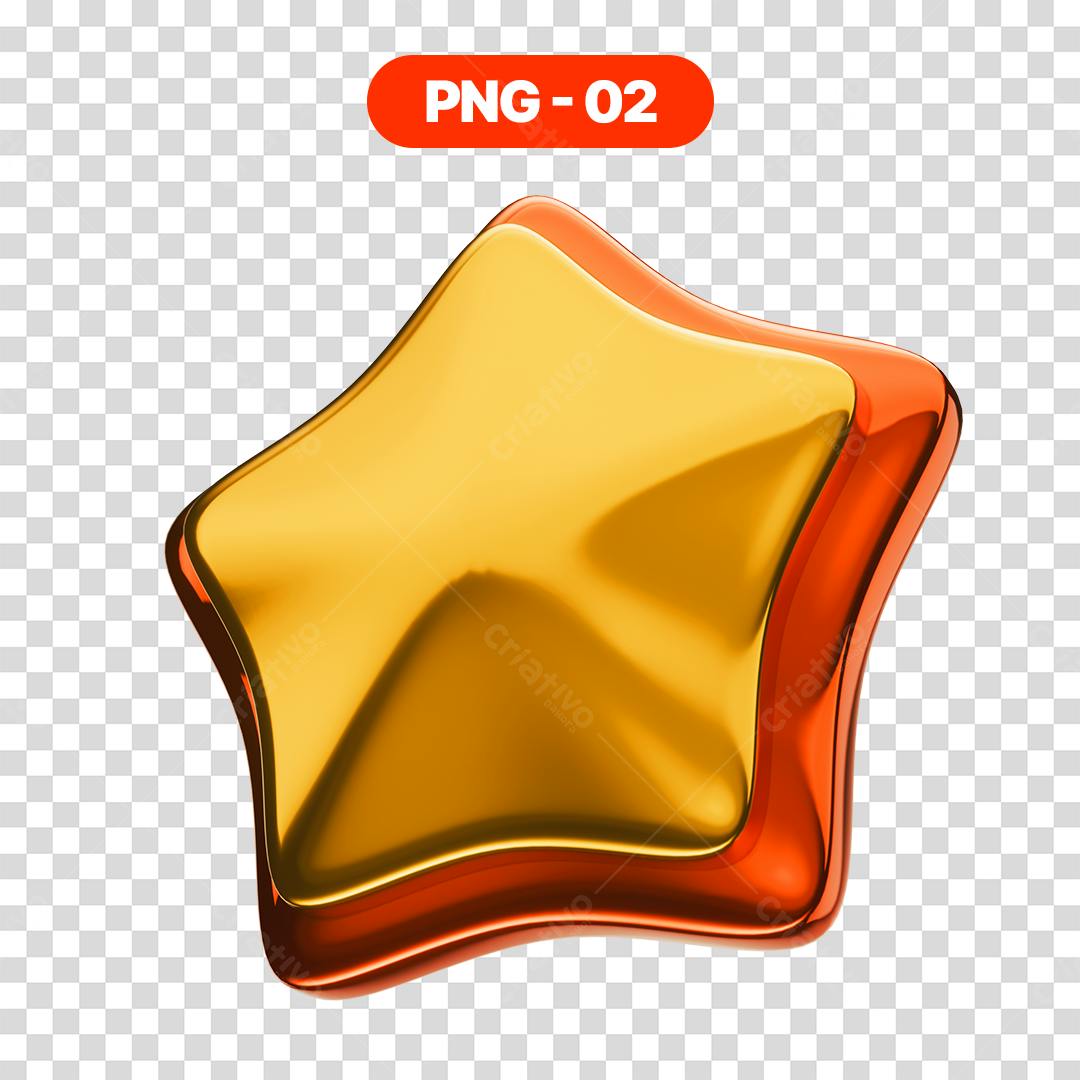 Icone Estrela Ouro e Vermelho PNG com fundo transparente
