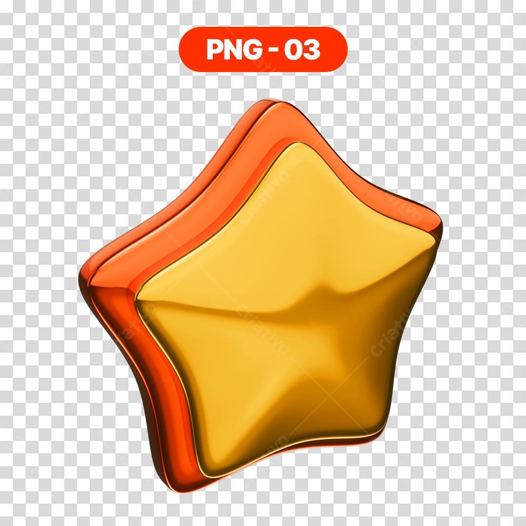 Icone Estrela Dourada e Laranja PNG com fundo transparente