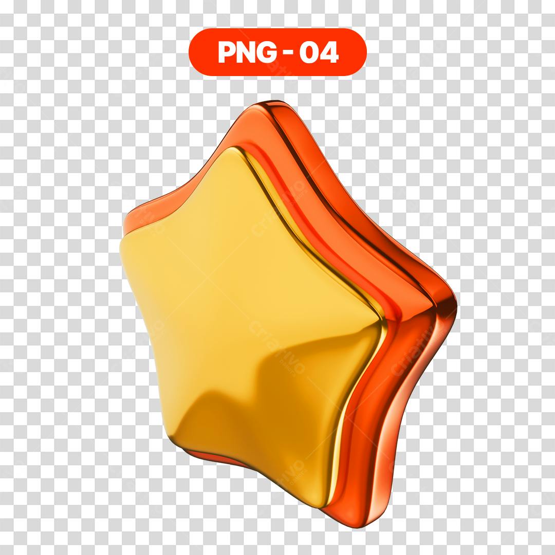 Icone Estrela Dourada e Laranja PNG com fundo transparente