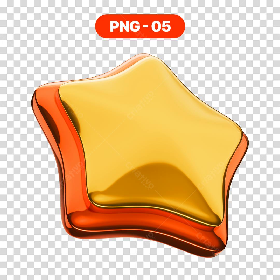 Icone Estrela Dourada e Laranja PNG com fundo transparente