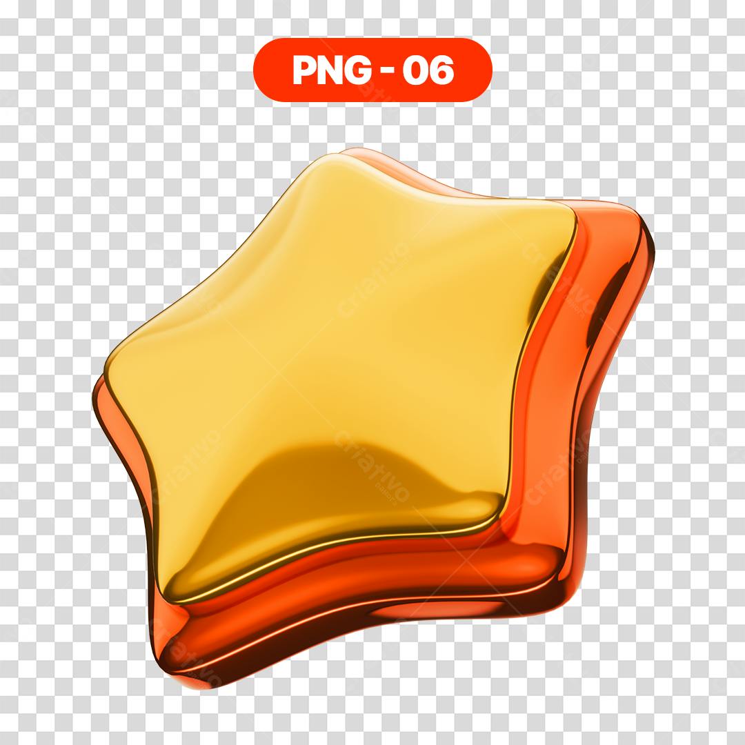 Icone Estrela Ouro e Laranja PNG com fundo transparente