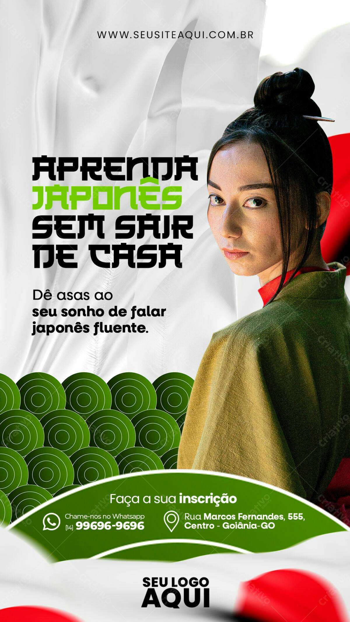 Flyer Aprenda Japonês em Casa PSD Editável