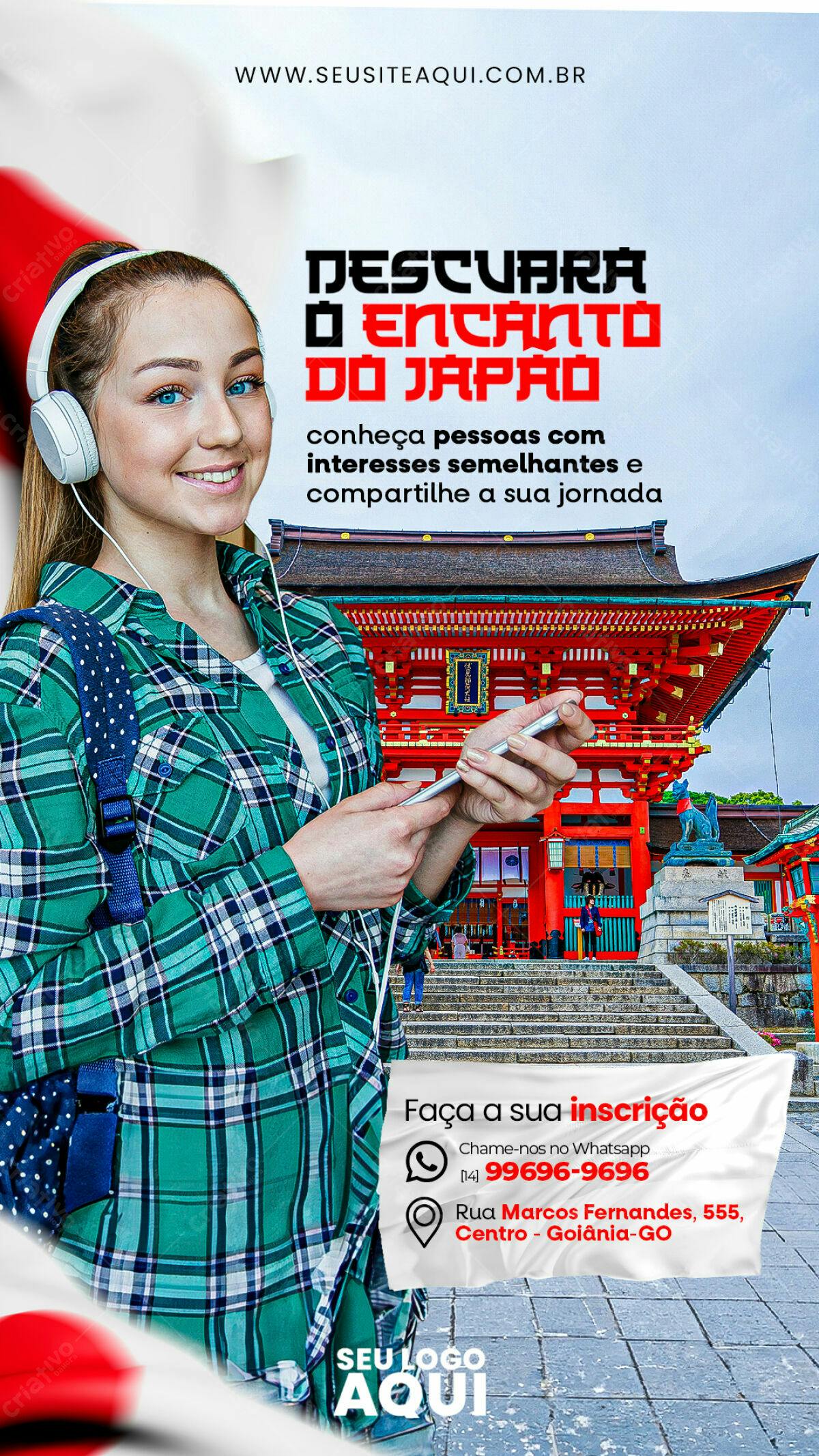 Flyer para Descubra o Encanto do Japão PSD Editável