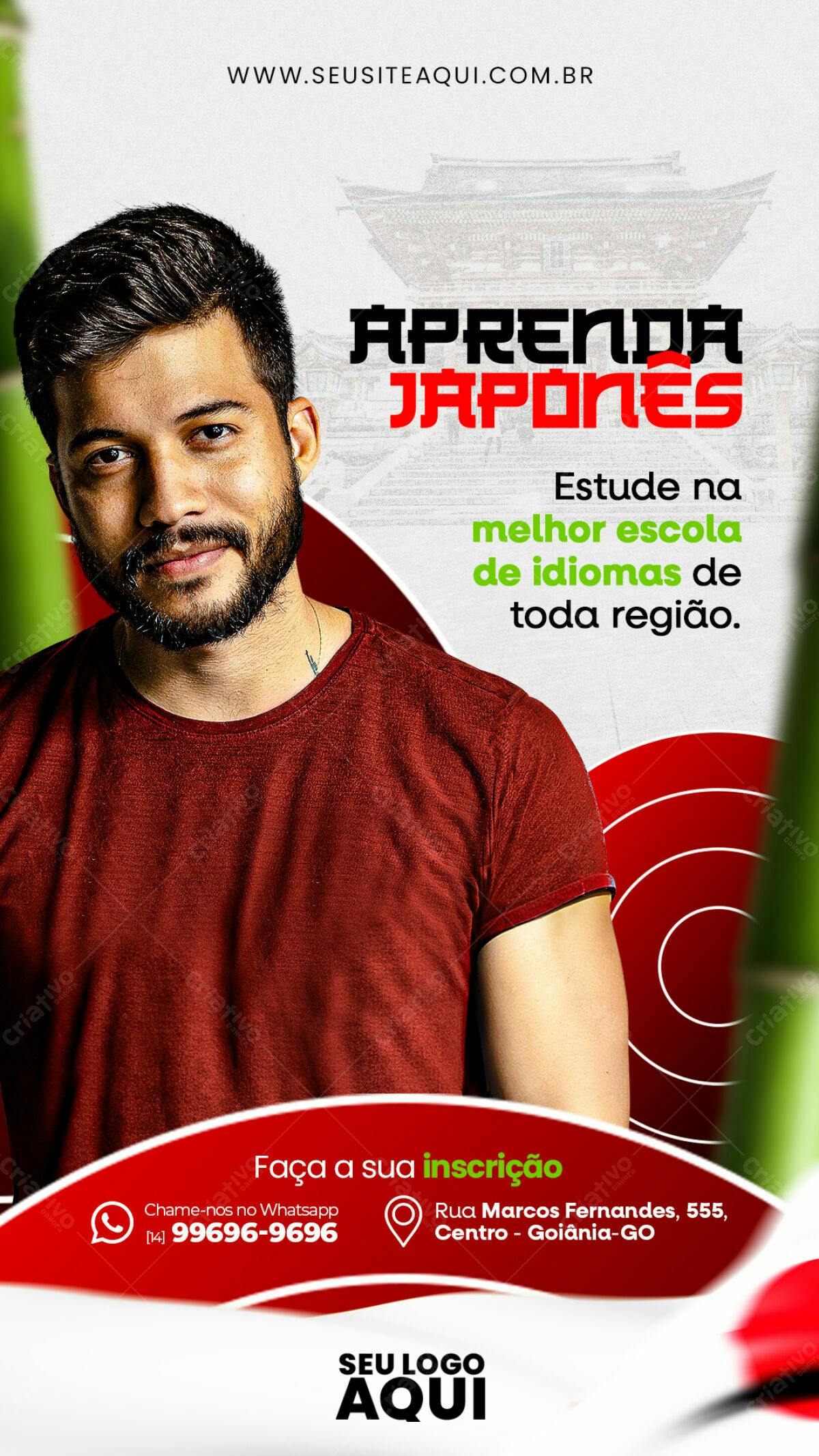 Flyer Aprenda Japonês PSD Editável