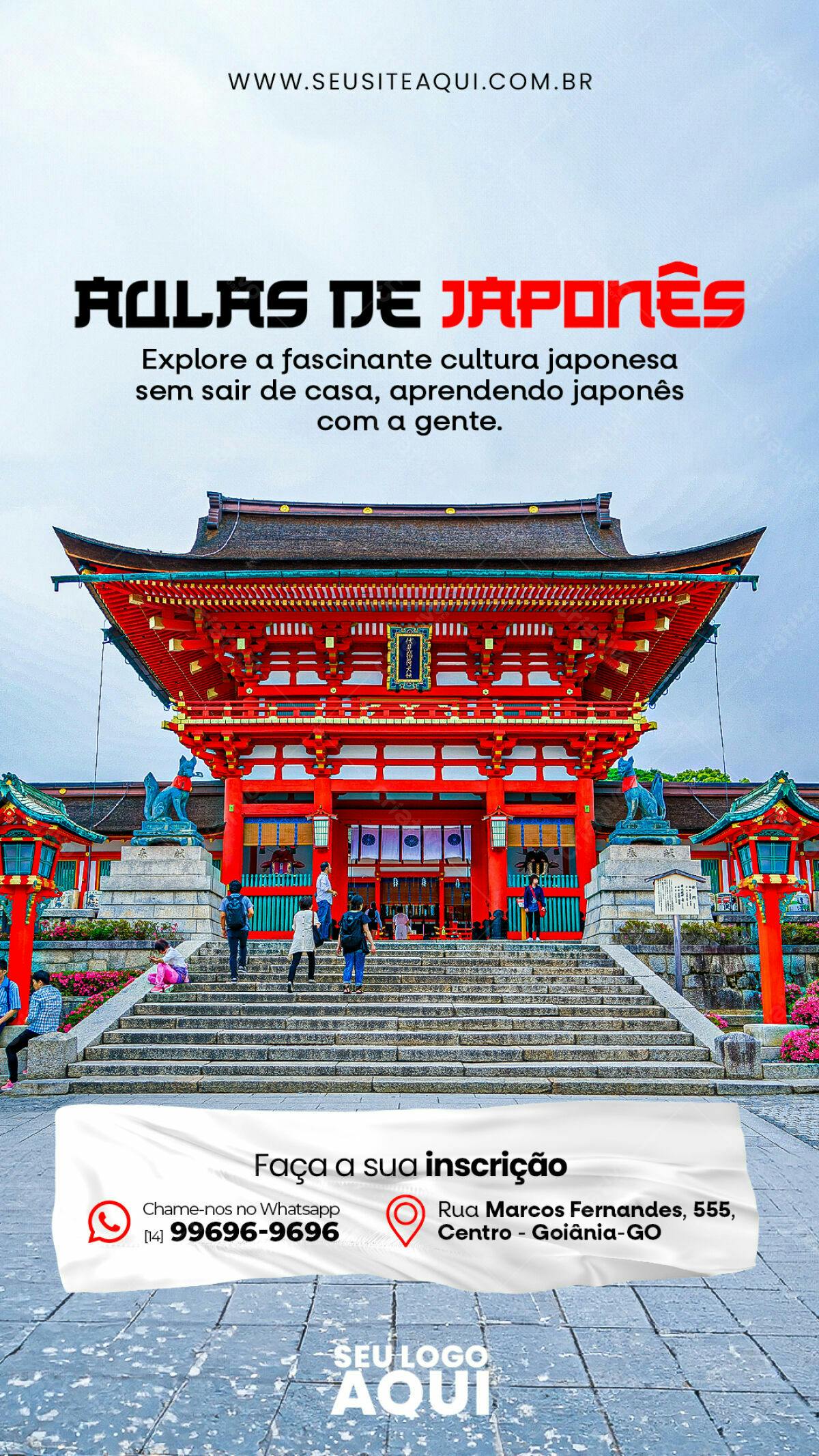 Flyer Aulas de Japonês PSD Editável