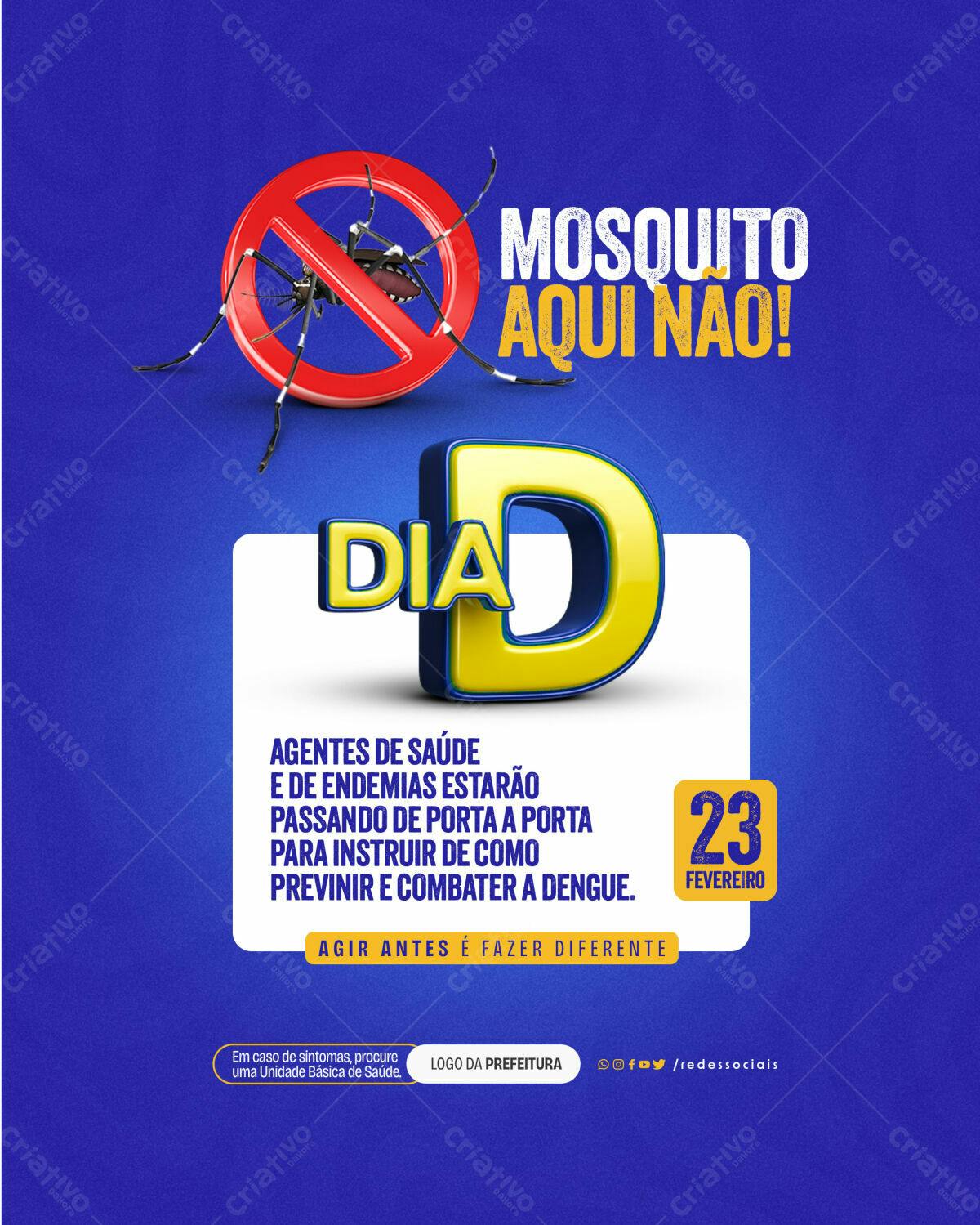 Flyer Dia "D" de Combate à Dengue PSD Editável