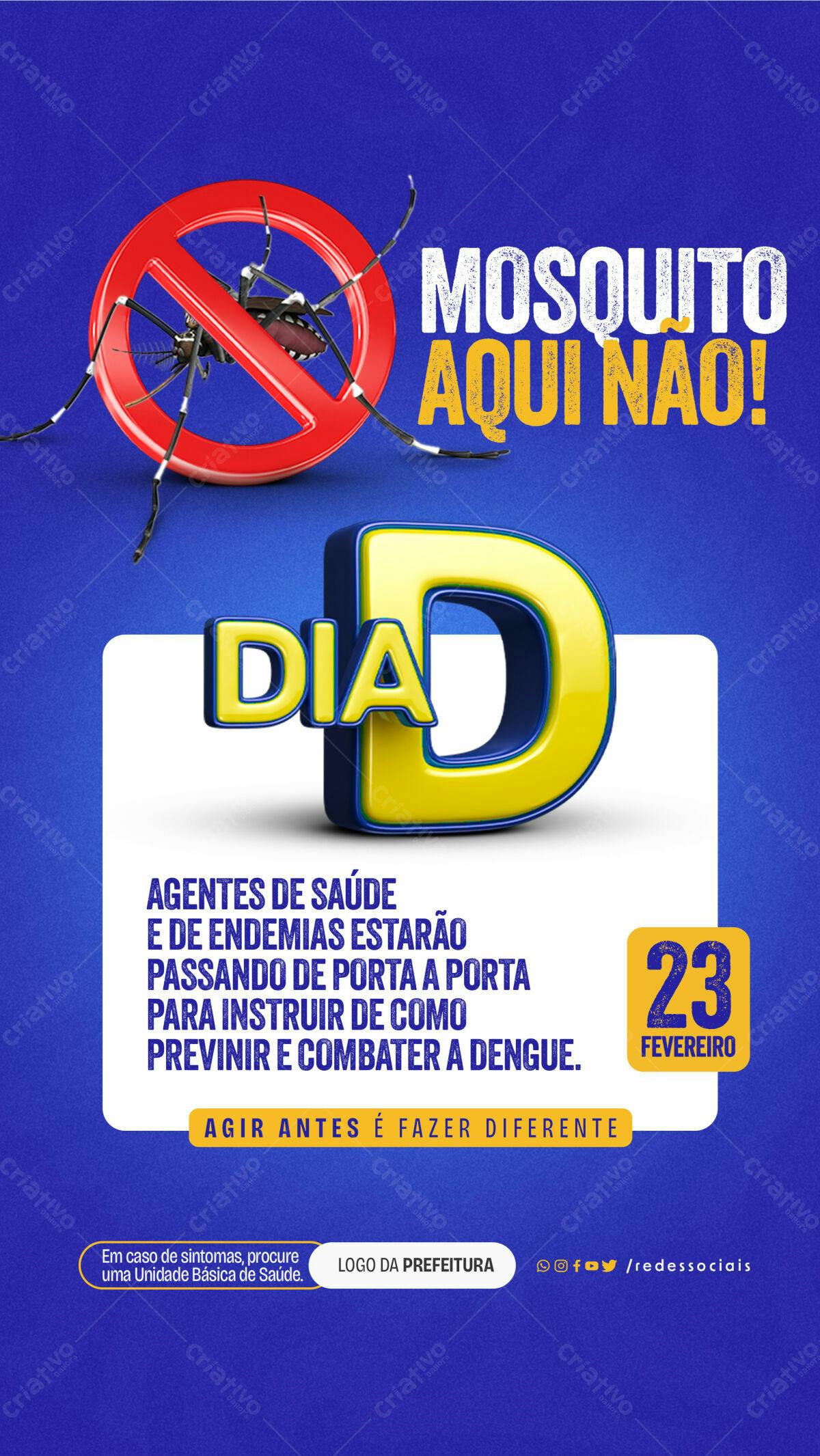 Flyer Dia “D” de Combate à Dengue PSD Editável