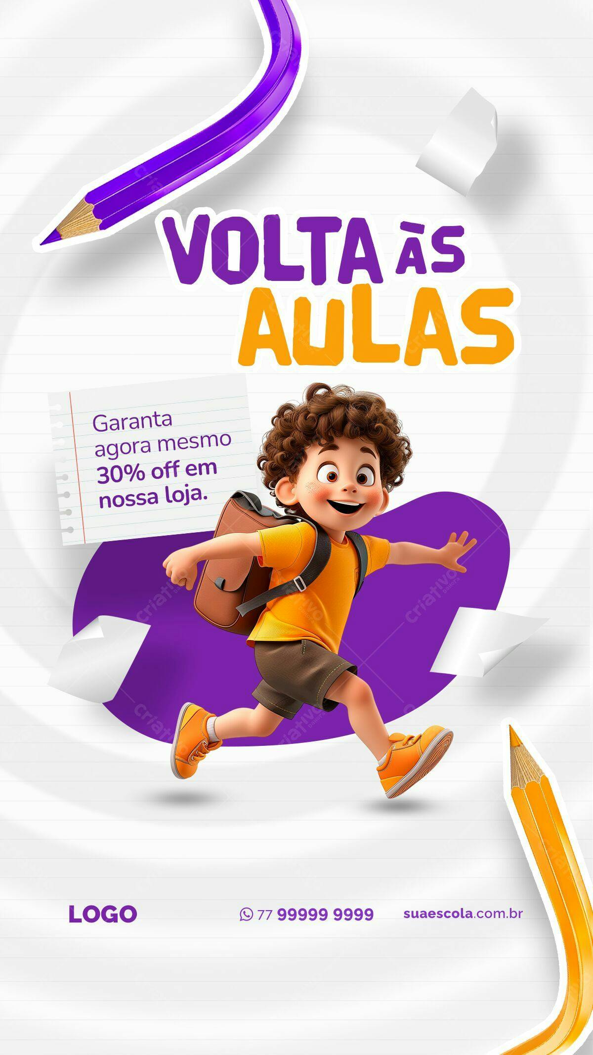 Flyer Volta às Aulas PSD Editável