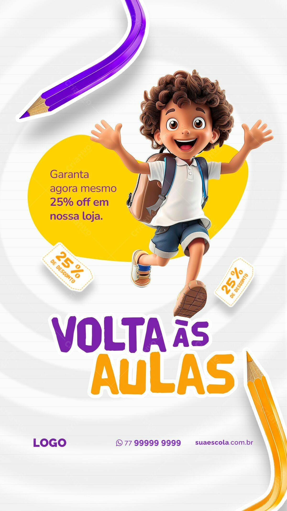 Flyer Volta às Aulas PSD Editável
