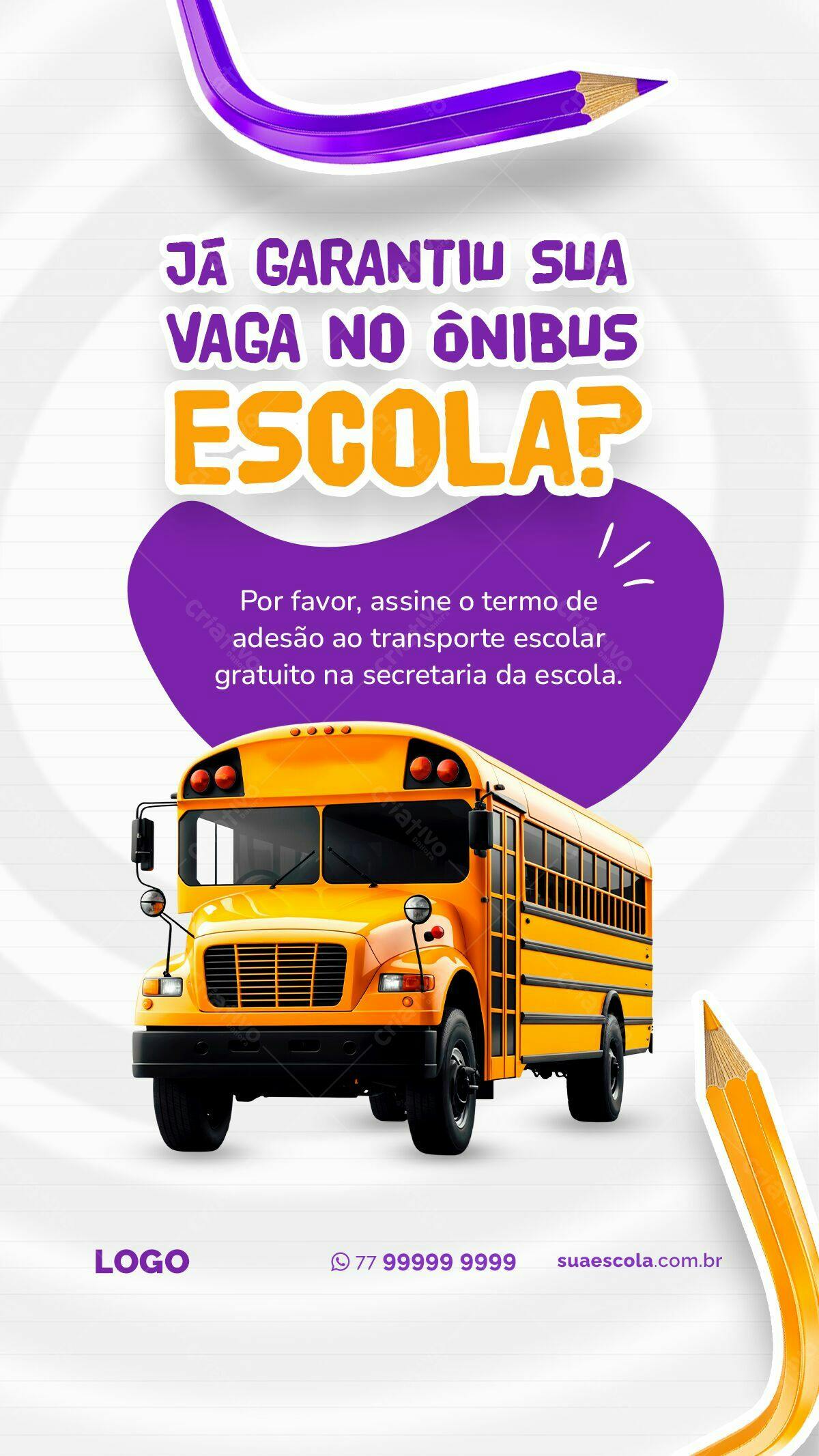 Flyer para Transporte Escolar PSD Editável
