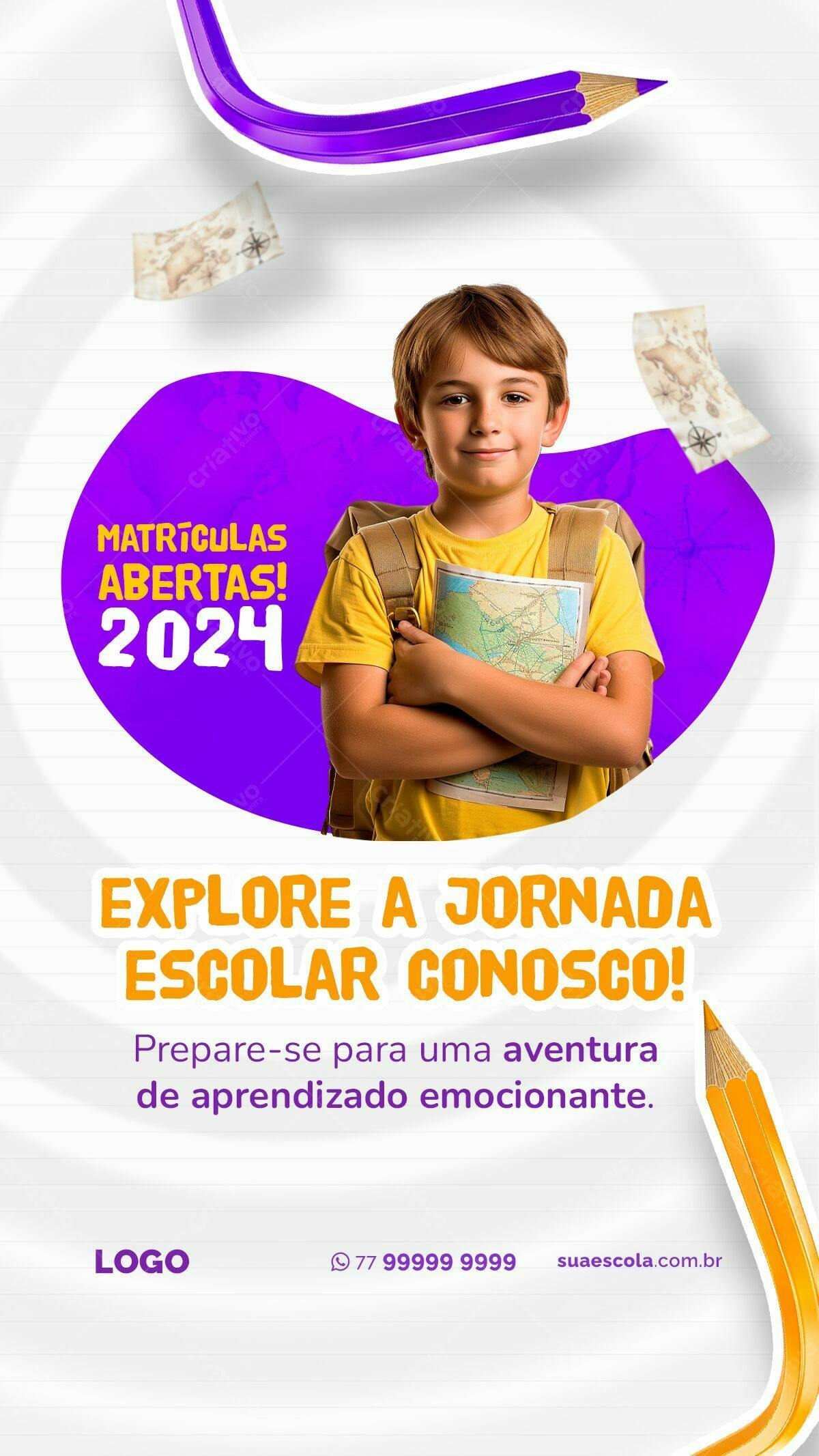 Flyer Matrículas Abertas 2024 PSD Editável