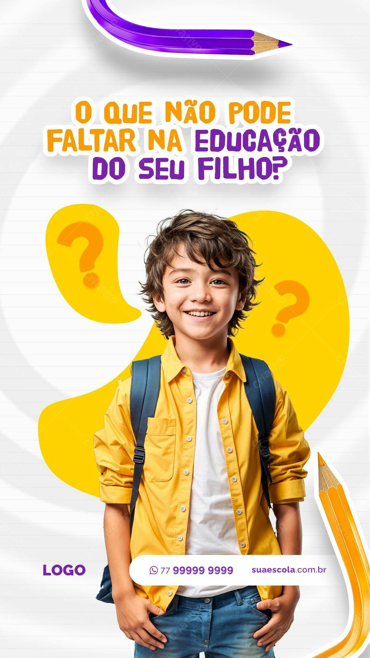 Flyer para Educação Infantil PSD Editável