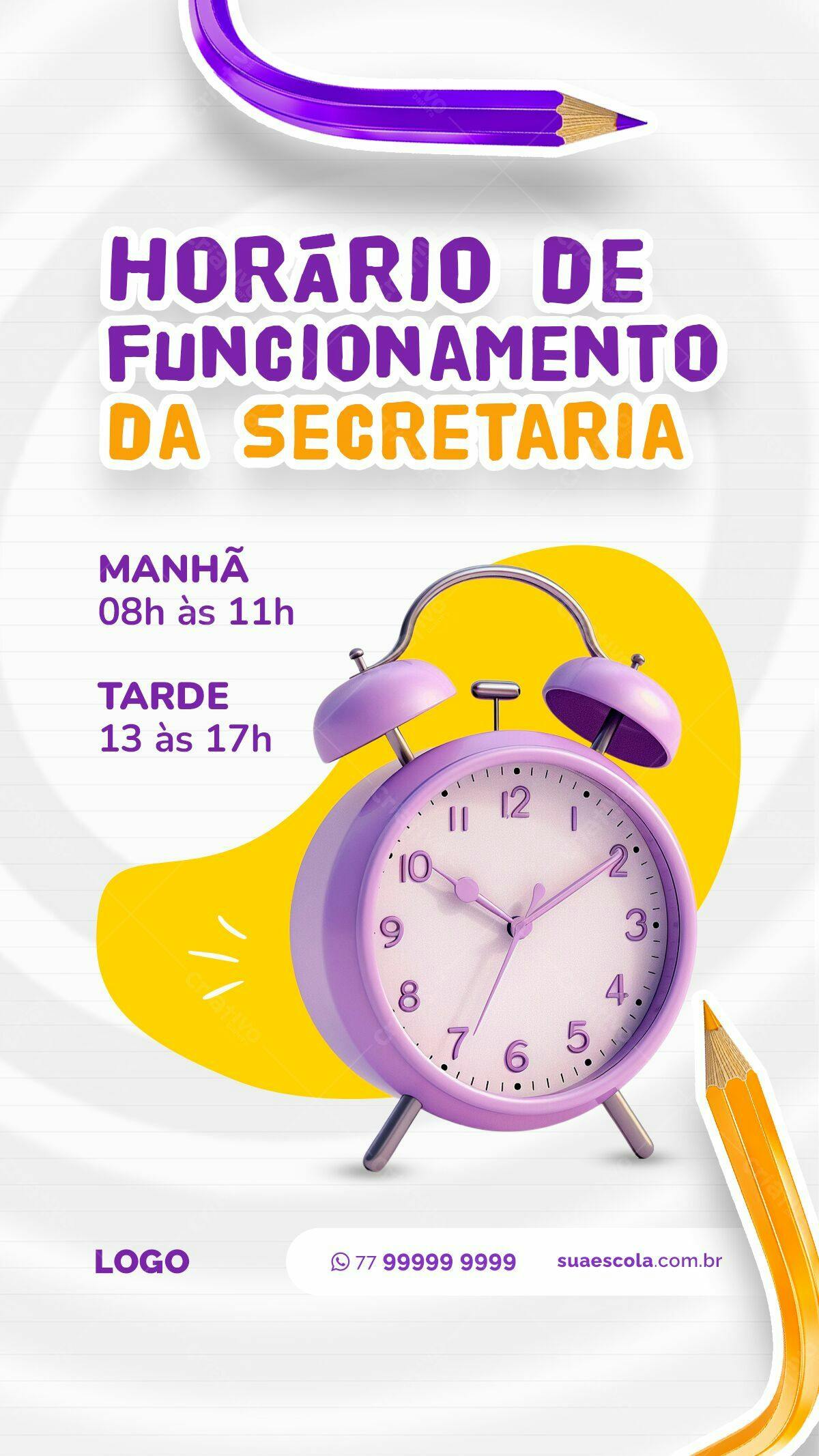 Flyer Horário Secretaria PSD Editável