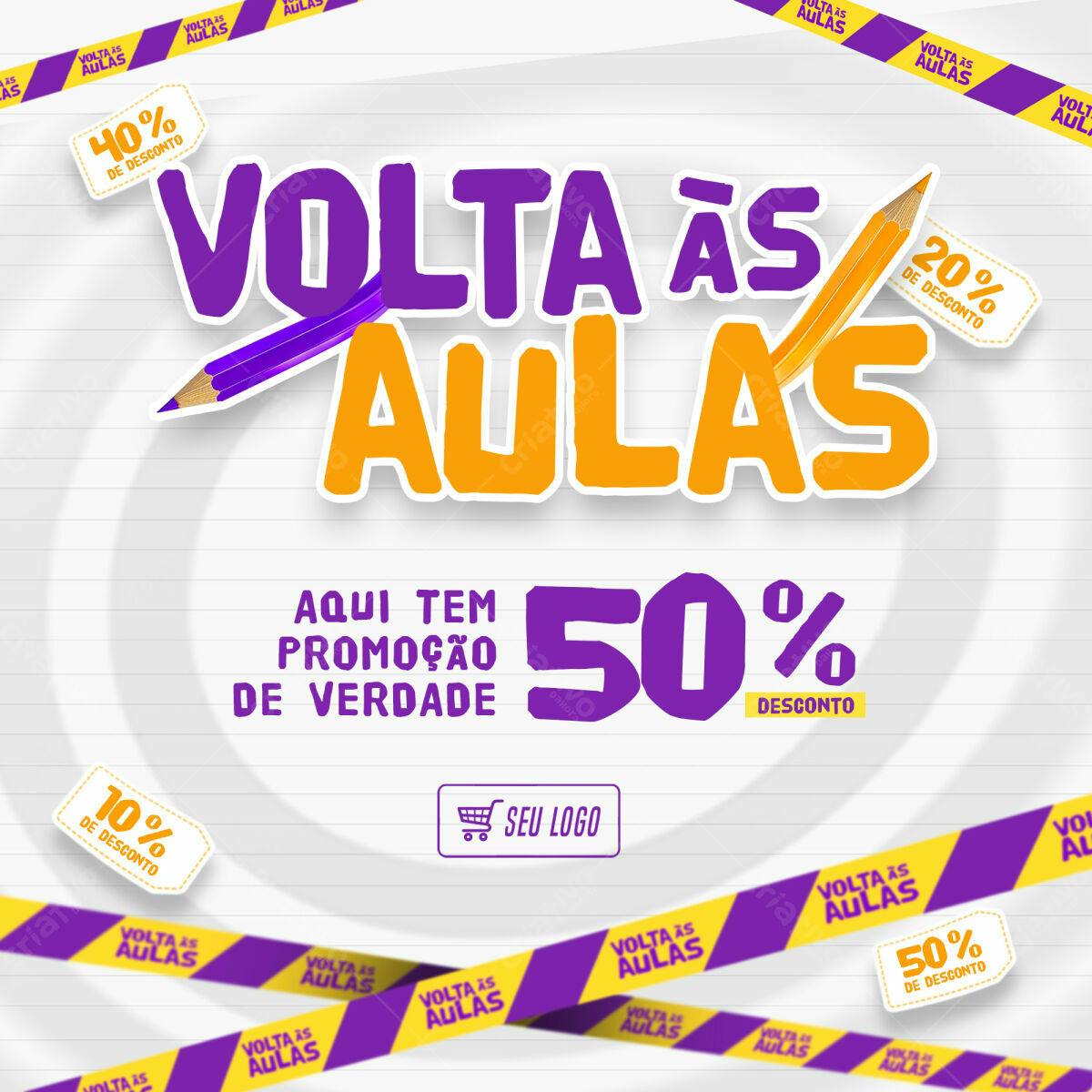Flyer Volta às Aulas com Desconto PSD Editável