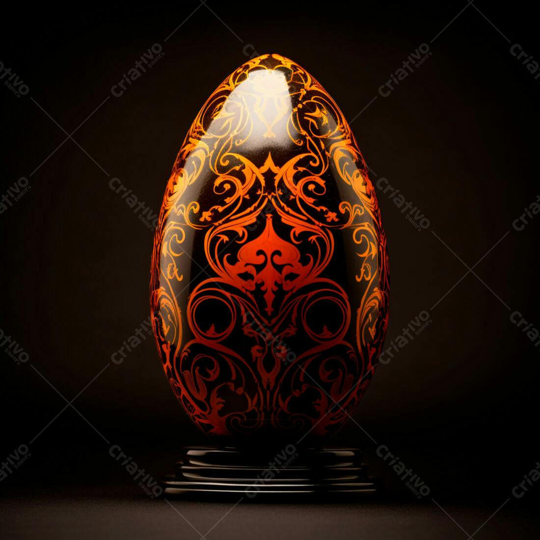 Ovo decorado preto e laranja para Páscoa