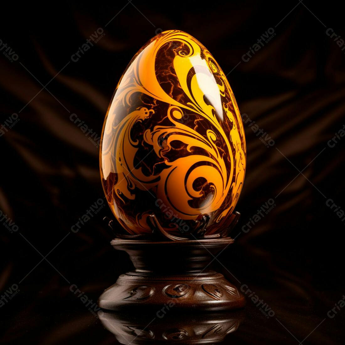 Ovo de Chocolate Decorado Dourado e Marrom