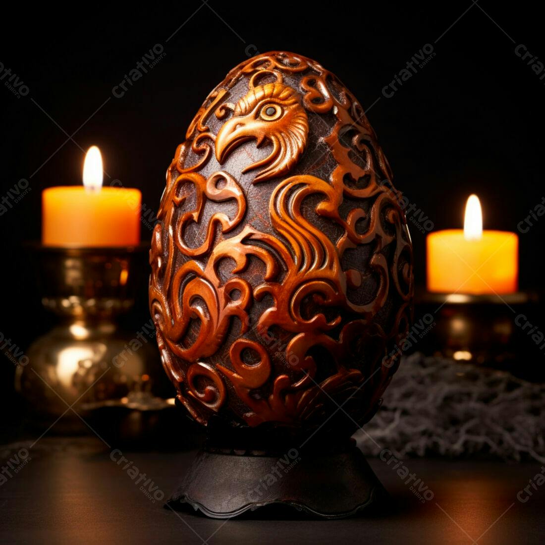 Ovo decorativo talhado com velas