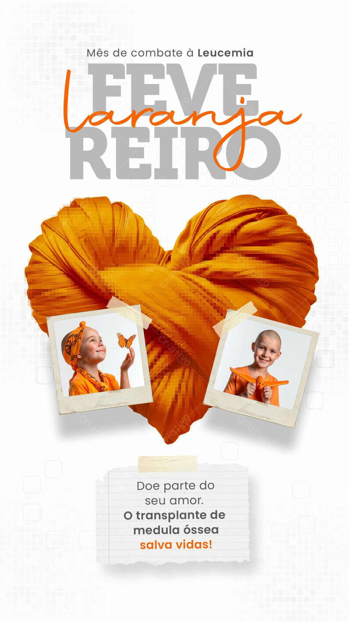 Flyer Fevereiro Laranja PSD Editável