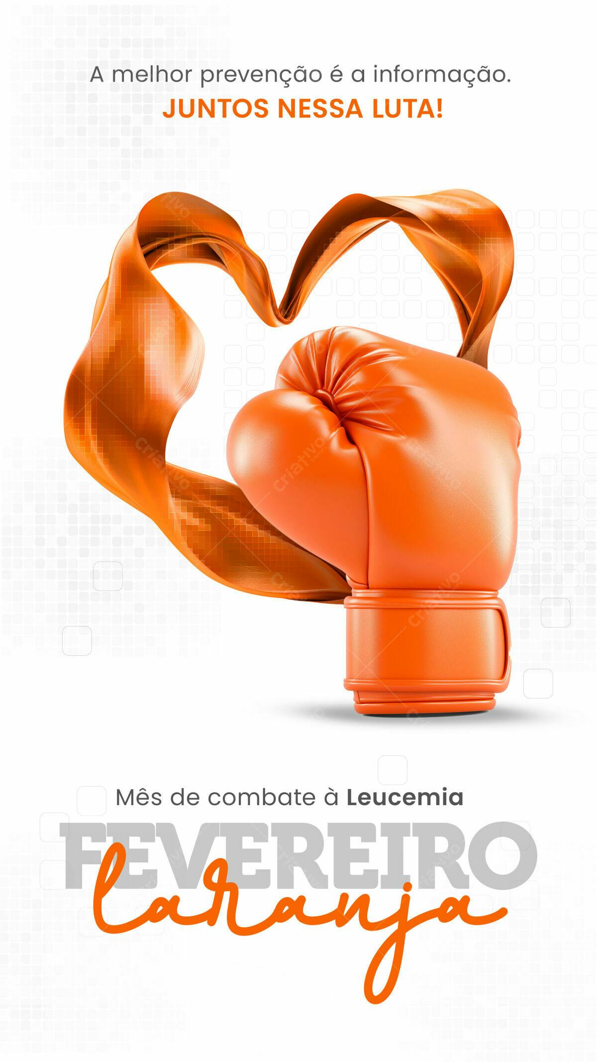 Flyer Fevereiro Laranja Combate à Leucemia PSD Editável