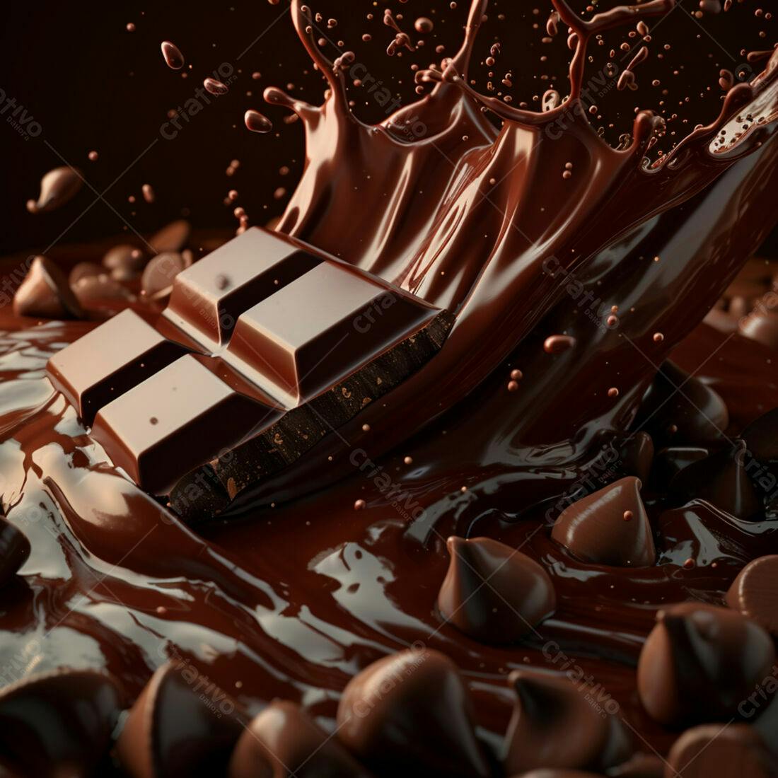Barra de chocolate derretendo em calda