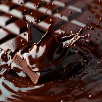 Barra de chocolate amargo com salpicos e respingos de chocolate derretido 4