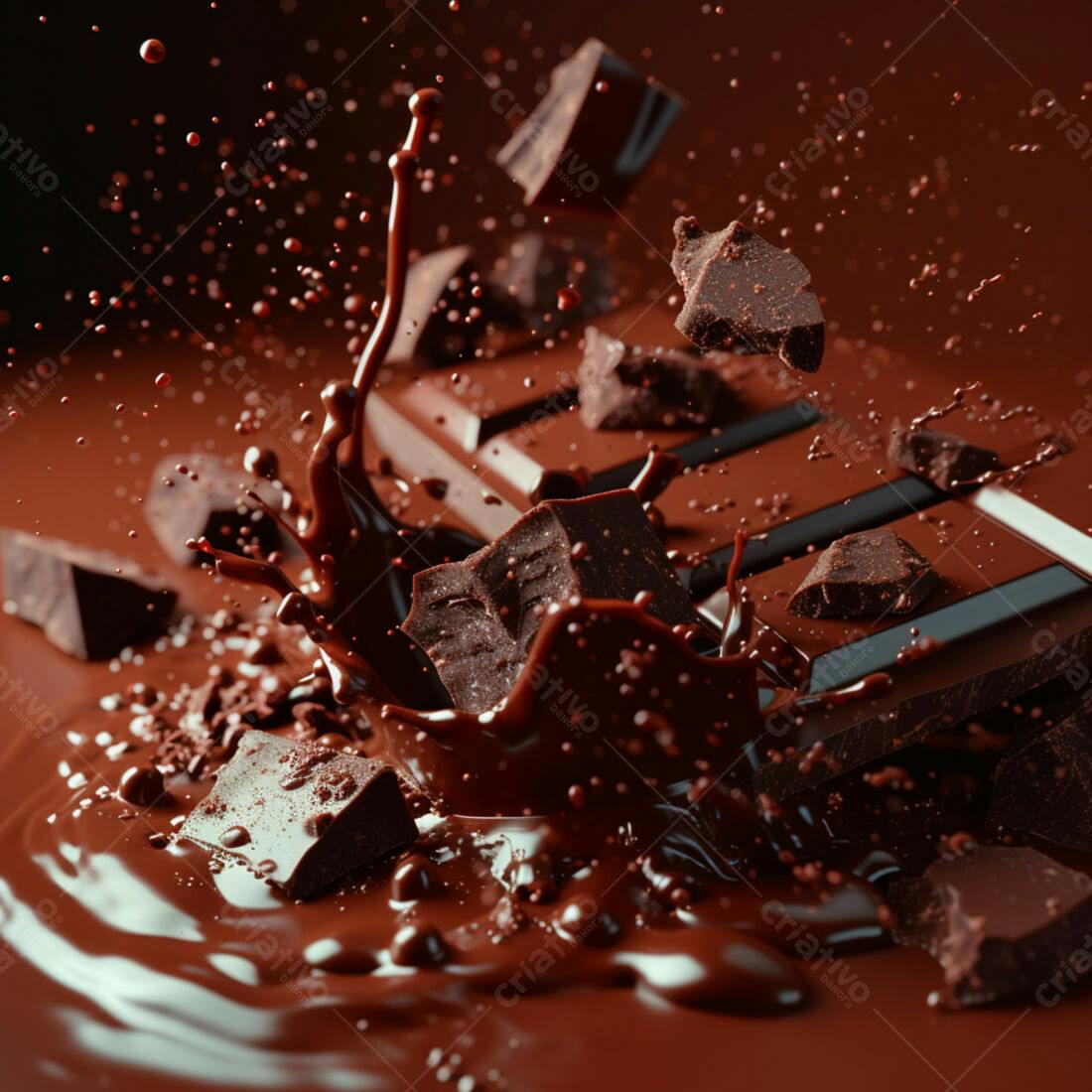 Chocolate derretendo em pedaços
