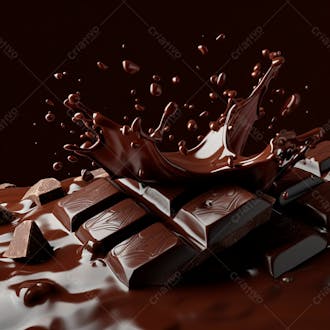 Barra de chocolate amargo com salpicos e respingos de chocolate derretido 8