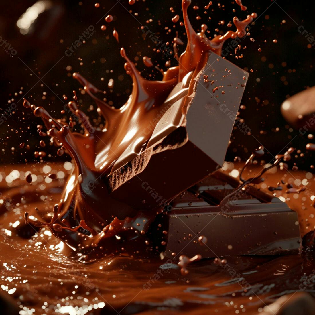 Chocolate derretendo em gotas marrons