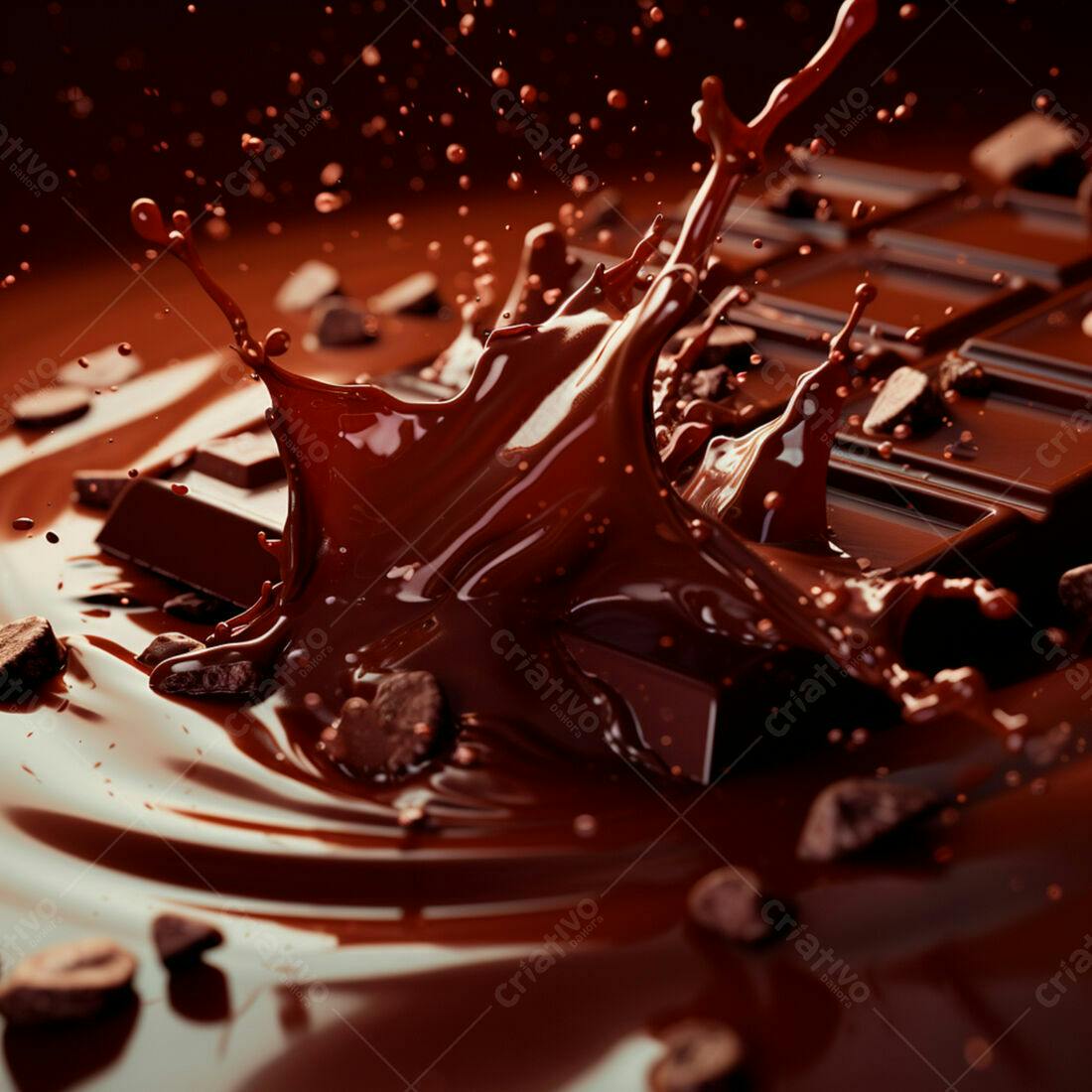 Barra de chocolate derretido com gotas