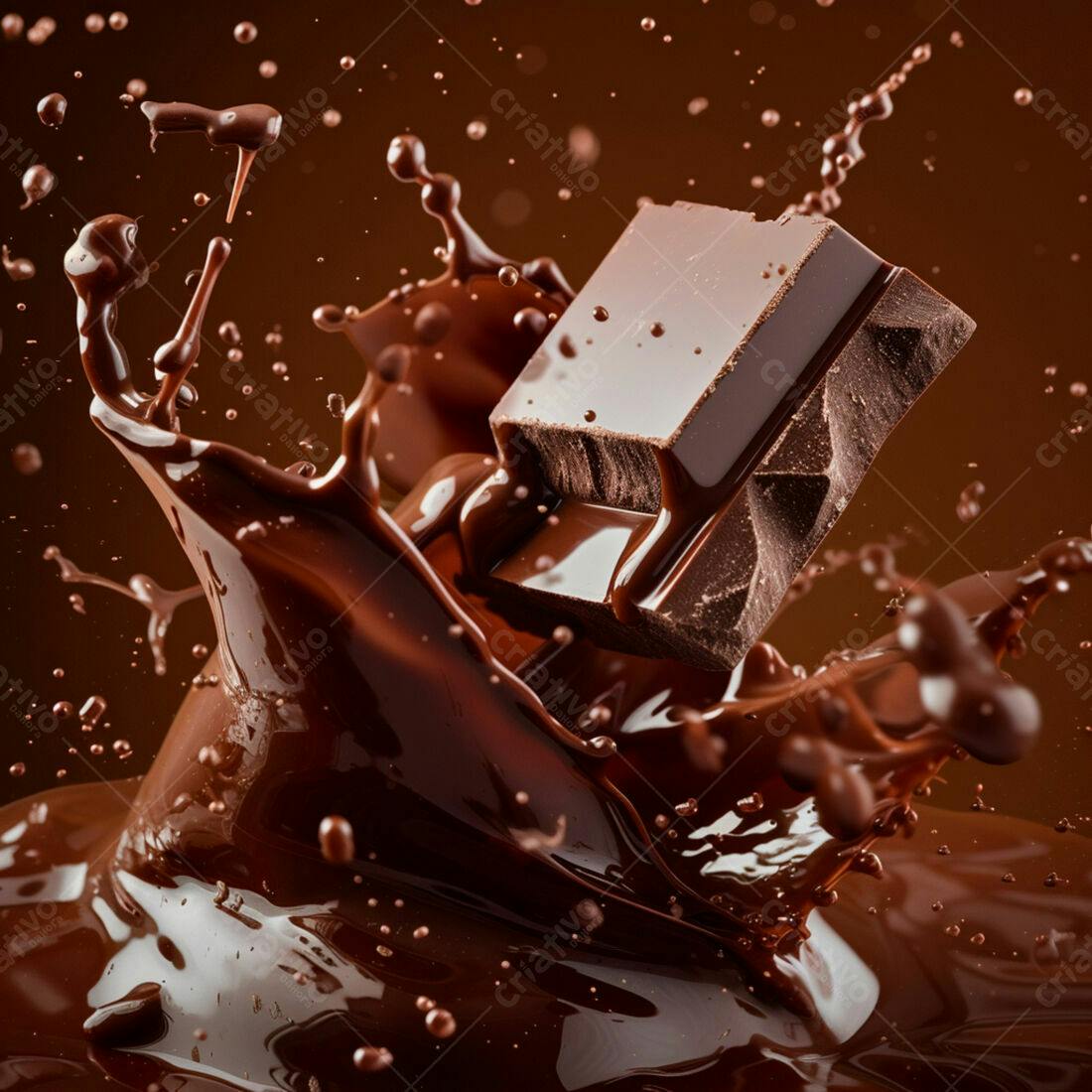 Chocolate derretendo em um splash