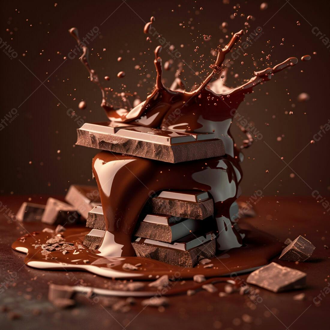 Chocolate derretendo com respingos
