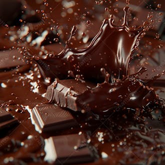 Barra de chocolate amargo com salpicos e respingos de chocolate derretido 21