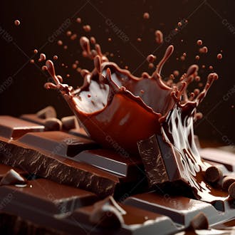 Barra de chocolate amargo com salpicos e respingos de chocolate derretido 28