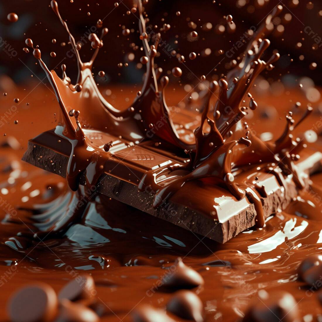 Barra de chocolate mergulhada em chocolate derretido