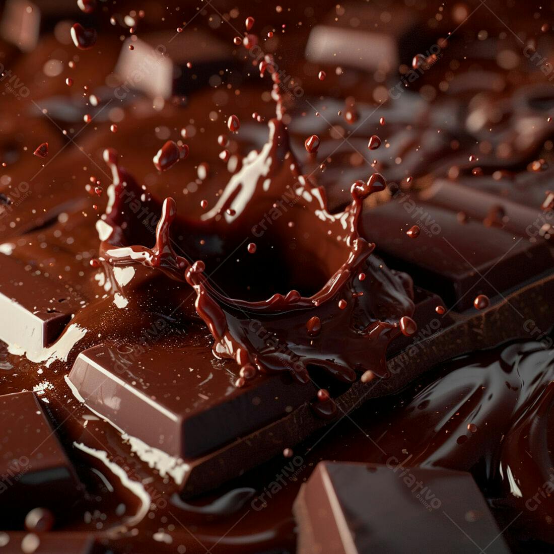 Chocolate derretendo em barras de chocolate