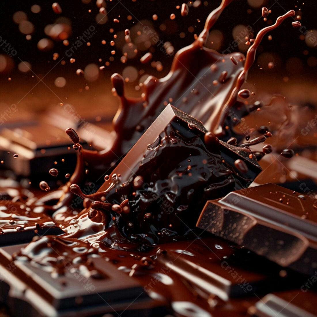 Chocolate derretendo em barras de chocolate