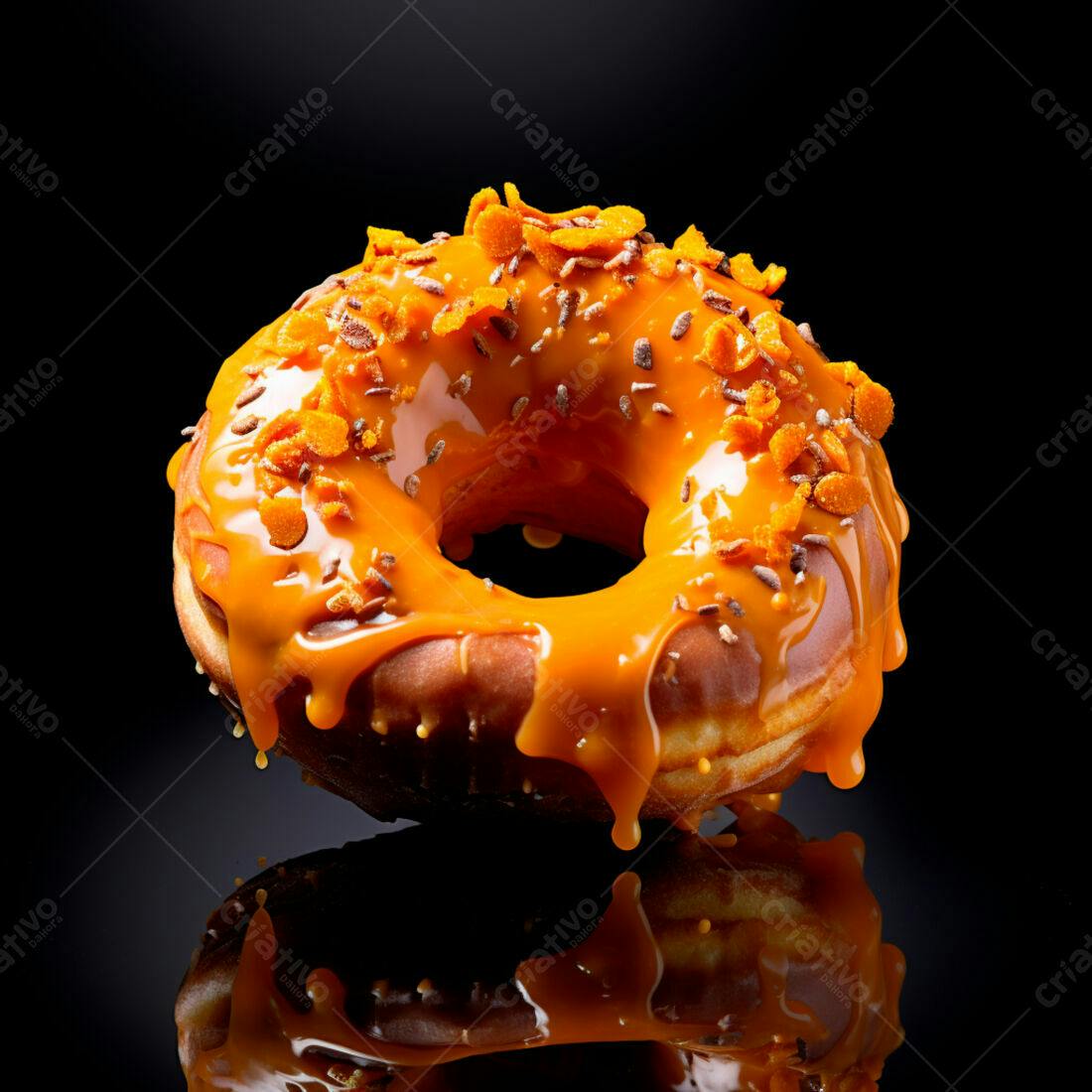Donut com cobertura de caramelo e crocante