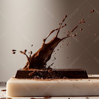 Composição moderna e minimalista com foco em uma barra de chocolate amargo 2