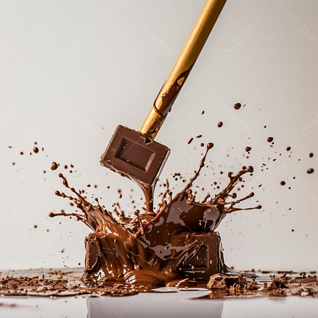Chocolate derretendo em splash dramático