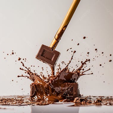 Composição moderna e minimalista com foco em uma barra de chocolate amargo 3