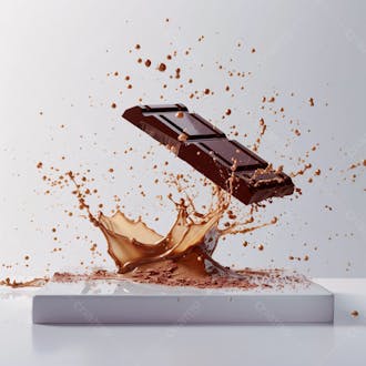 Composição moderna e minimalista com foco em uma barra de chocolate amargo 4
